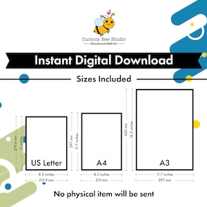 Instant Digital Download, Available in three sizes - US letter, A3, and A4