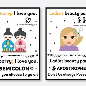 Punctuation Matters Set of 6 English Grammar Punctuation Marks Posters, Punctuation Humor Posters, Classroom Poster, Instant Download image 3