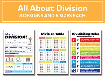 Abteilung Poster – 3 Nos., Abteilung, Strategies, Abteilung Tisch, Mathe Klassenzimmer Poster, Klassenzimmer Wanddekoration, Digitaler Download