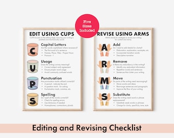 Edit using CUPS and Revise using ARMS – English Writing Strategies Posters | Teacher’s Aid to Transform English Writing Skills