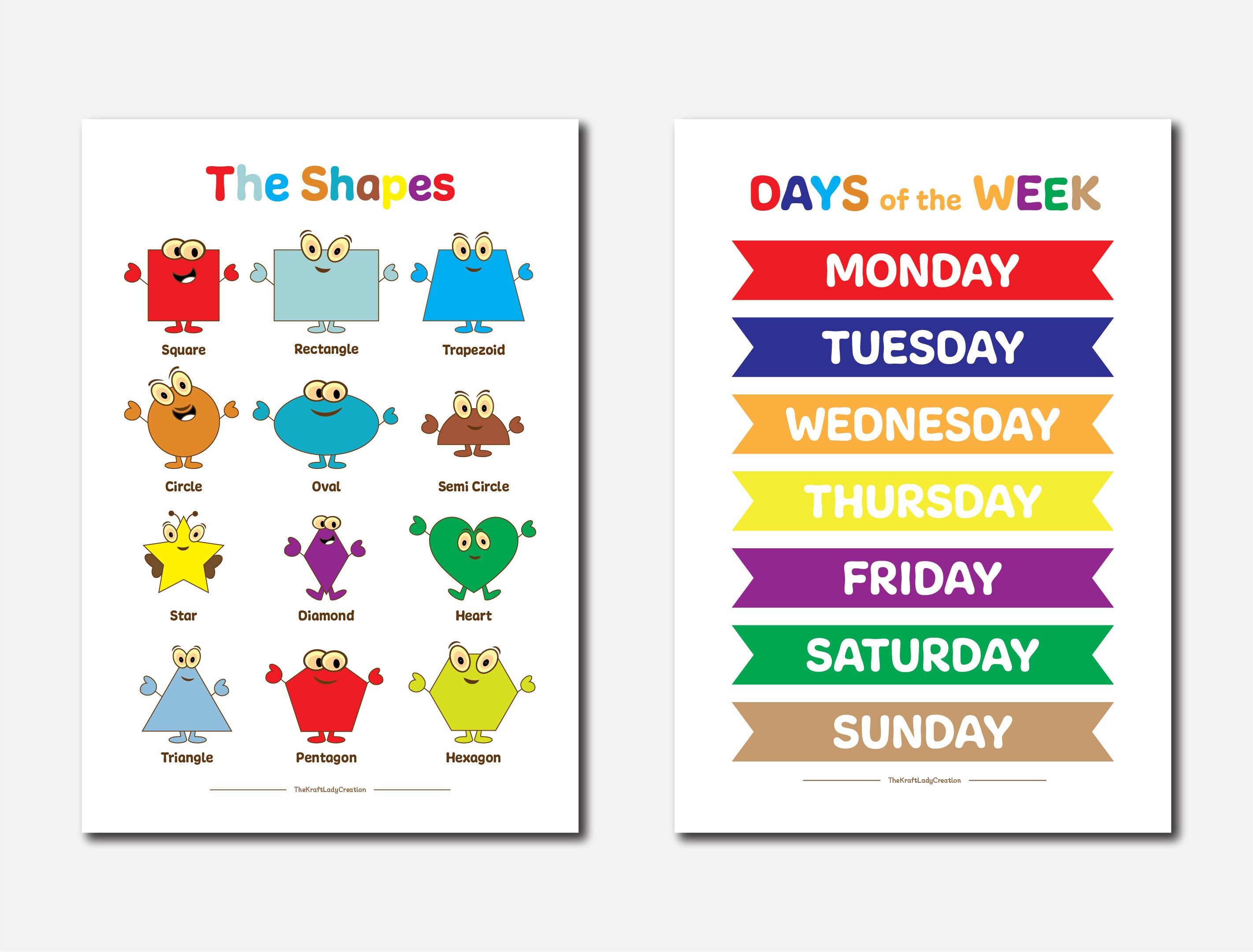 six educational poster a4 size alphabet numbers shape etsy