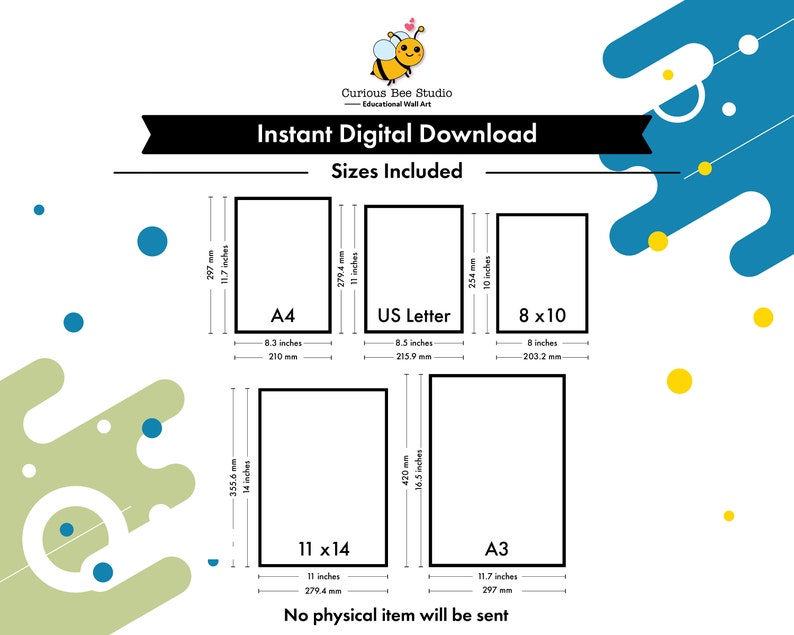 Instant Digital Download, Available in five sizes