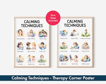 Calming Techniques Poster | Kids Coping Skills Chart | Calm Down Strategies for Classroom | Digital Download