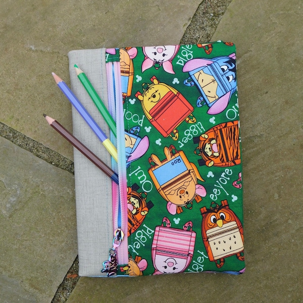 Zip Hop Notebook Cover A5 (5.8" by 8.3") and Composition Size (7.5" by 9.75") PDF Sewing Pattern