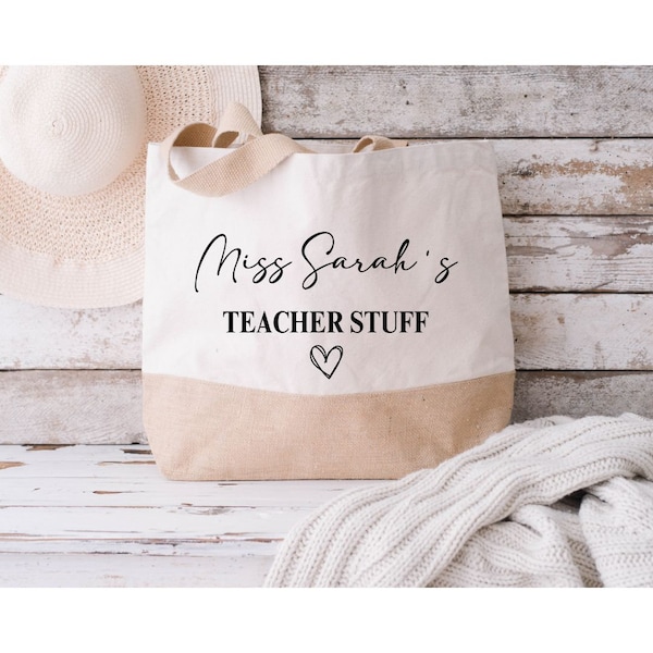 Personalised Teacher Bag, Custom Teacher Stuff Bag, Teacher Tote Bag, Teacher Gift, Teacher Gift, School Leaving Gift for Teacher, gift