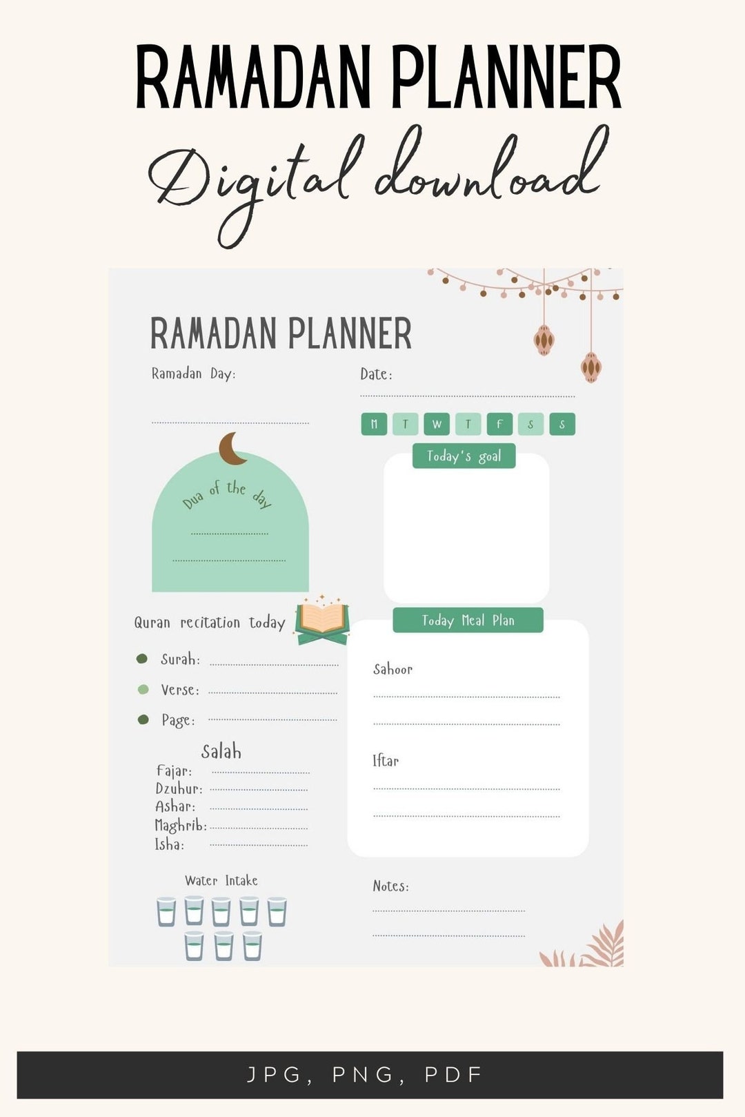 Ramadan Planner Printable Ramadan Planner 2022 Ramadan Etsy
