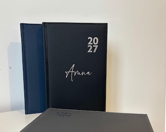 Personalised 2027 A5 Day A Page  diary Luxury Vegan Friendly Personalised Gift for colleagues office, 2027 Day a page diary, 2027 organiser