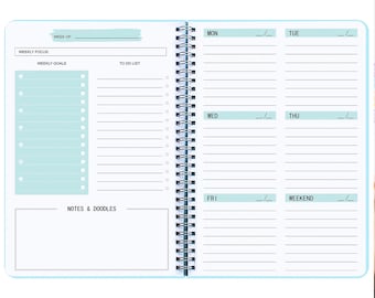 2023 Planner, Undated A5 Spiral Planner, Planner 2023- Week to view - Gift for Her - weekly planner, daily planner, Organiser, Work planner