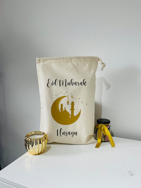 Personalised kids Eid gift bag, Personalised Eid gift bag, Eid gift bag for children, gift for Eid, drawstring bag, personalised sack
