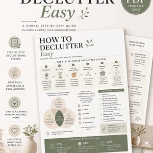 Può includere: Guida PDF stampabile "Come Sgomberare Facile" con un sistema passo-passo per una casa più calma. Include liste di controllo, guide decisionali e statistiche. Design minimalista e palette di colori neutri.