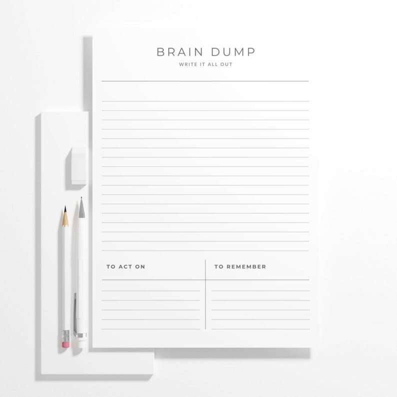 Brain Dump Printable | Mental Declutter Worksheet | Journal Prompts ...