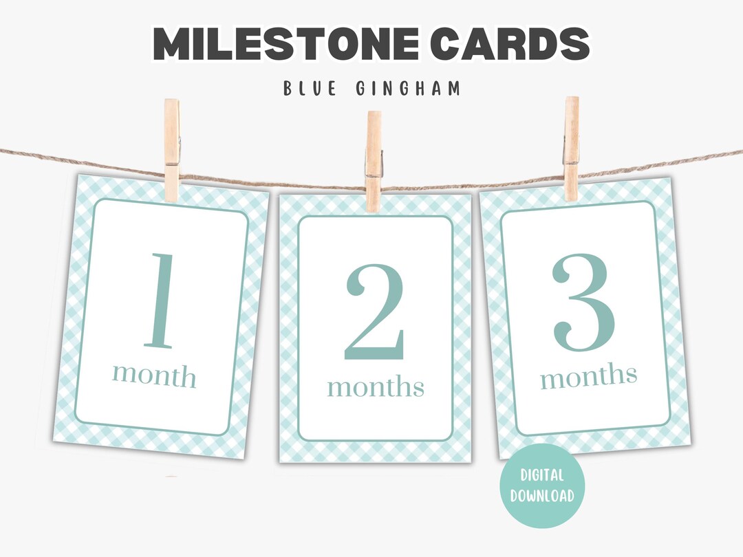 Baby Boy Monthly Milestone Cards, Blue Baby Photo Props, Editable ...