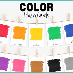 Color Flashcards for Preschool, Printable Shape Flashcards for Toddlers and Preschoolers, Shapes, Montessori,  3 Part Cards