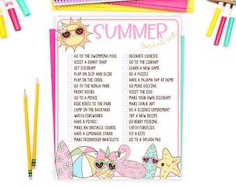 Editable Summer Bucket List Printable, Custom Kids Bucket List, Summer Activities Bucket List Poster, Kids Bucket List, Editable Template