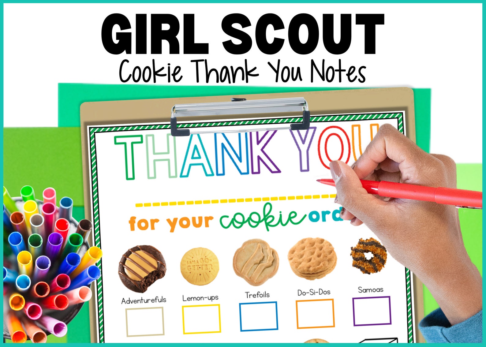 Girl Scout Cookie Thank You Cards for LBB Girl Scout Cookie Etsy
