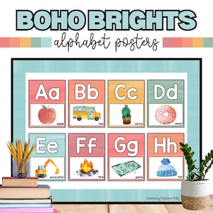 Printable Boho Watercolor ABC Posters Classroom Decor, Boho Alphabet, Watercolor Alphabet, Boho Classroom Decor, ABC Posters