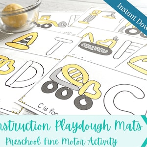 Construction Playdough Mats, Preschool Fine Motor Mats, Construction Theme, Construction Activity, Montessori Activity