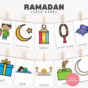 Ramadan Flashcards for Preschool, Printable PDF, Islamic Vocabulary Cards for Kids, Ramadan Activities, Muslim Holiday Instant Download