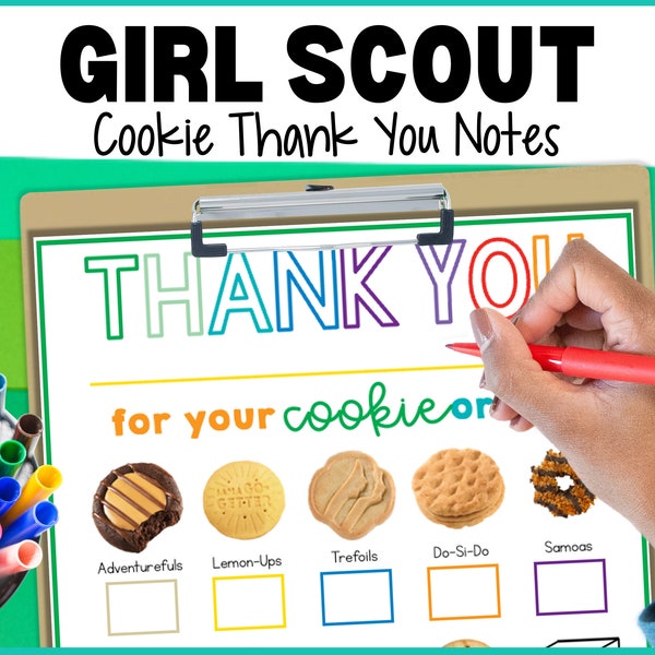 Girl Scout Cookie Thank You Cards for LBB and ABC Bakery, Girl Scout Cookie Order Form