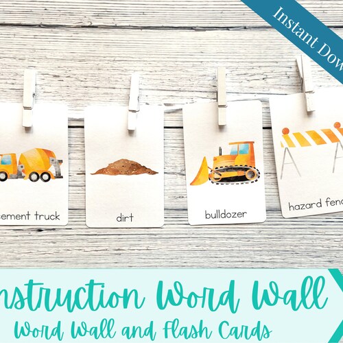 Construction Flashcards for Preschool Printable Flashcards Etsy