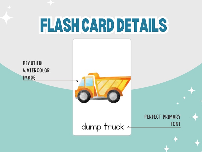 Construction Flashcards for Preschool, Printable PDF, Watercolor ...