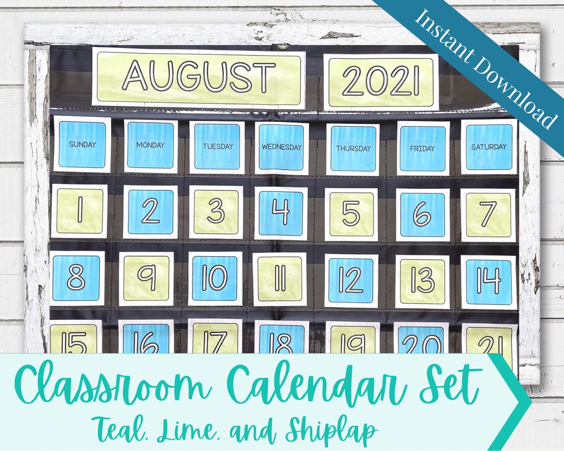 Shiplap Calendar Shiplap Classroom Decor Watercolor Calendar Etsy