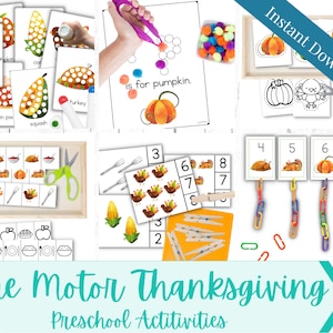 Erntedank-Aktivitäten für die Vorschule, Erntedank-Bundle für die Vorschule, Montessori Thanksgiving, feinmotorische Aktivitäten, Kleinkindaktivitäten