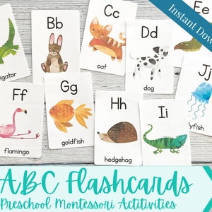 ABC Animal Flashcards for Preschool | Printable Flashcards for Toddlers and Preschoolers | Classroom Decor | Montessori