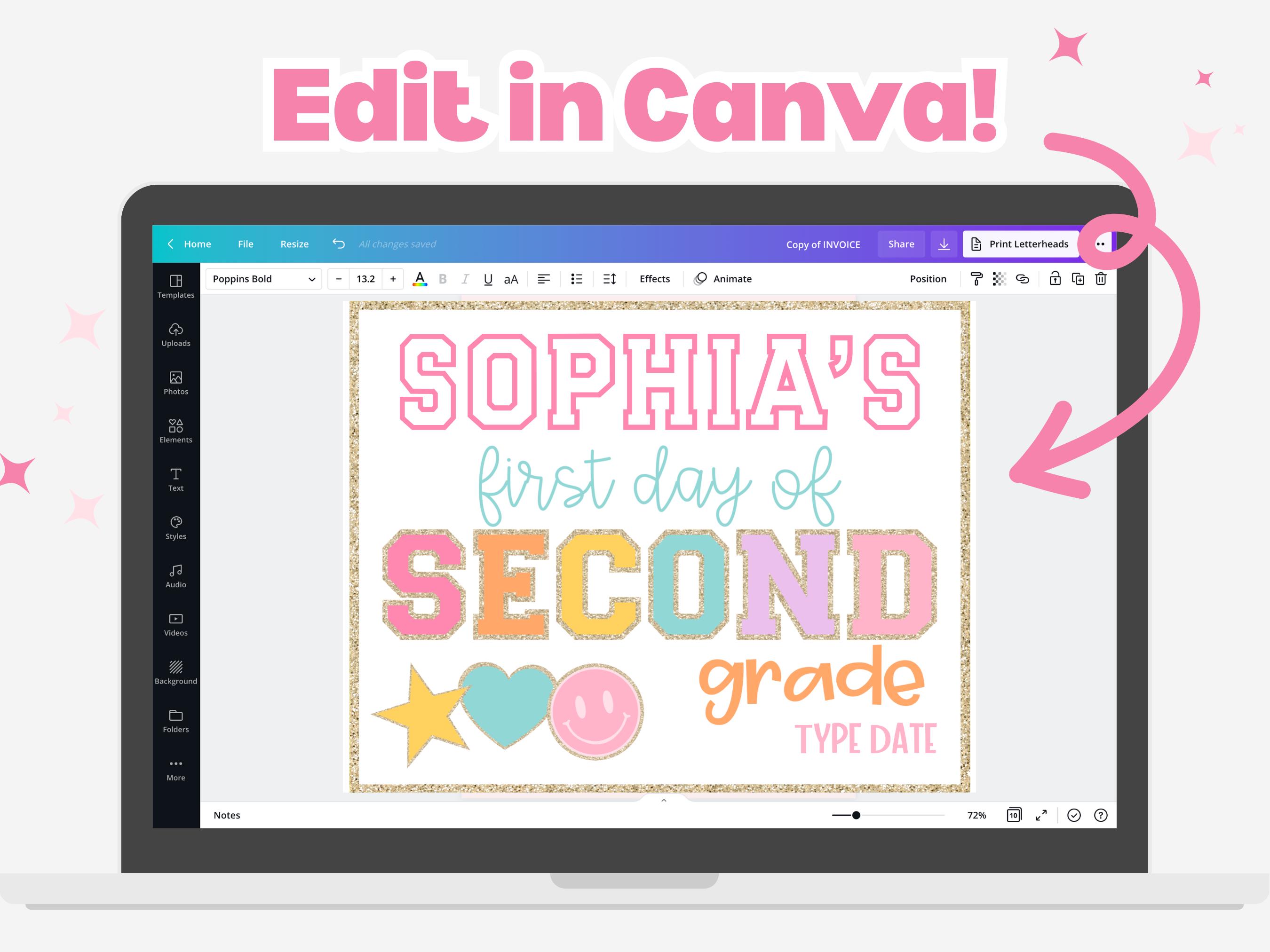 Editable First Day of Second Grade Sign, First Day of School Printable ...