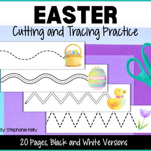 Easter Cutting and Tracing Pages for Preschool, Easter Printable, Homeschool Activity, Montessori Inspired Easter, Fine Motor Activity