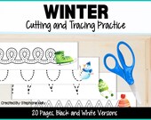 Winter Cutting and Tracing Practice Worksheets for Preschoolers | Fun Winter Fine Motor Activities