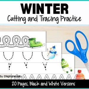 Winter Cutting and Tracing Practice Worksheets for Preschoolers | Fun Winter Fine Motor Activities
