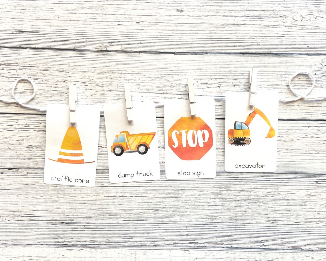 Construction Flashcards for Preschool Printable Flashcards Etsy