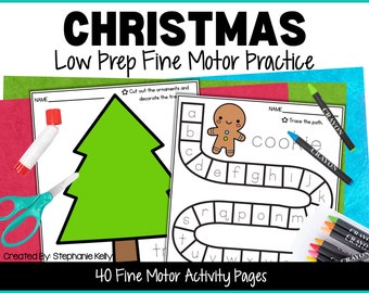 Christmas Fine Motor Activities, Low Prep Centers for Preschool, Fine Motor Printables for Christmas, Preschool Activities and Printables