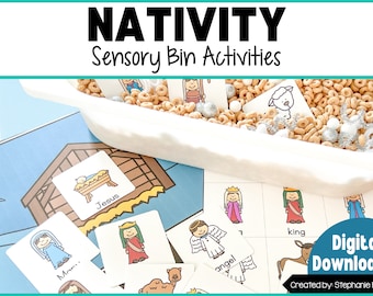 Christmas Sensory Bin Activity, Printables for Toddlers and Preschoolers, Christmas Nativity