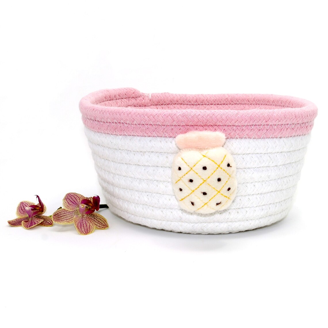 Cotton Rope Basket Pink Round Rope Storage Basket Etsy
