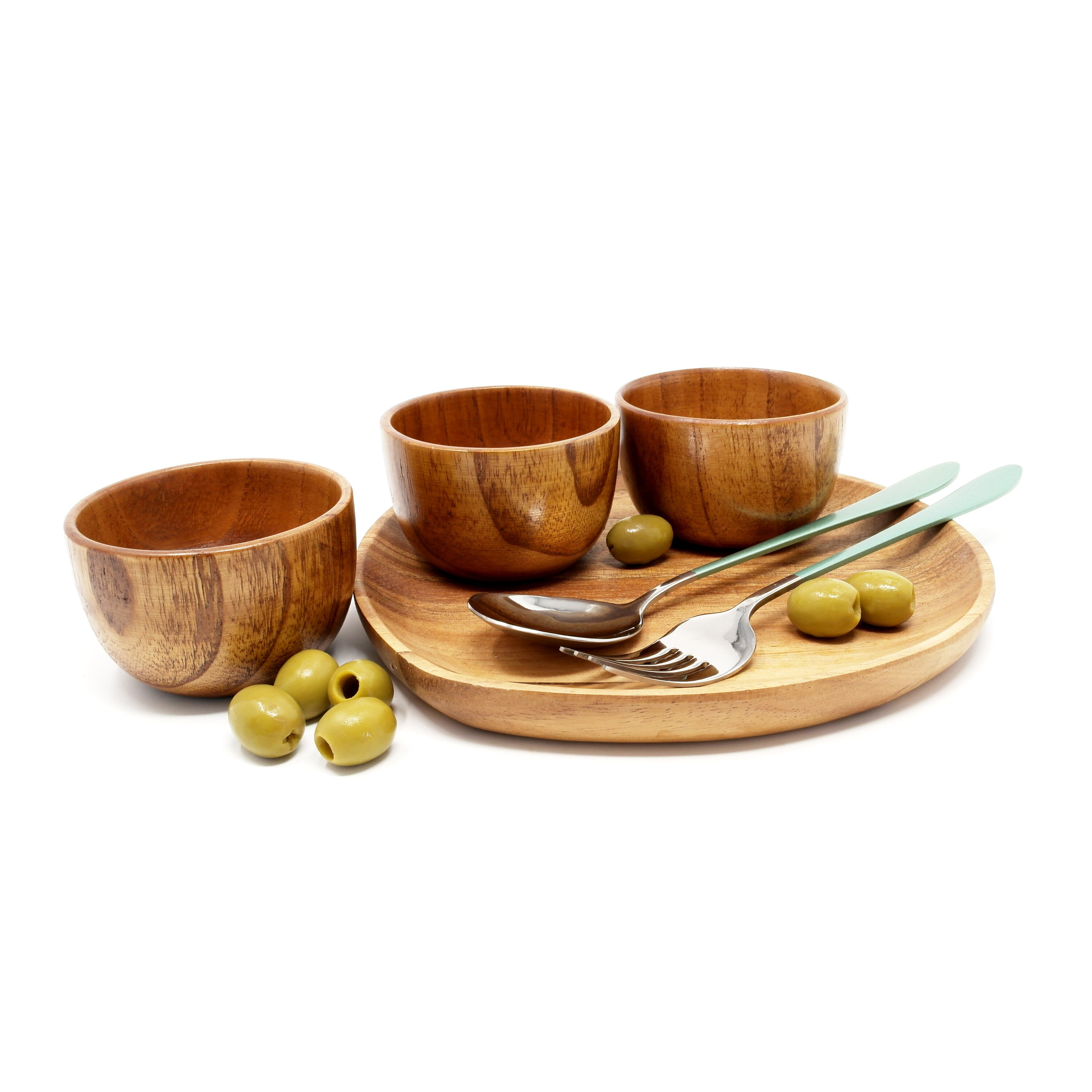 Wooden Dip Sauce Bowls With 20x20cm Tray Small Dipping Bowls Etsy