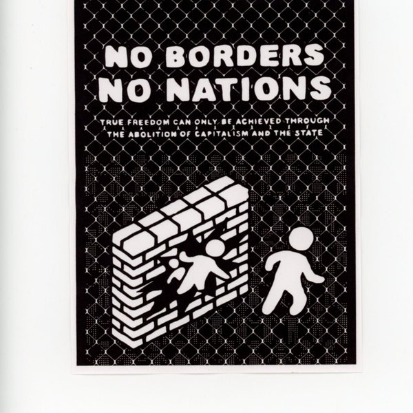 Patches for jackets "No Borders No Nations" crust punk political leftist screen printed HTV vegan canvas patch