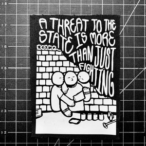 Patches for jackets "Threat to the State" crust punk political leftist screen printed HTV vegan canvas patch