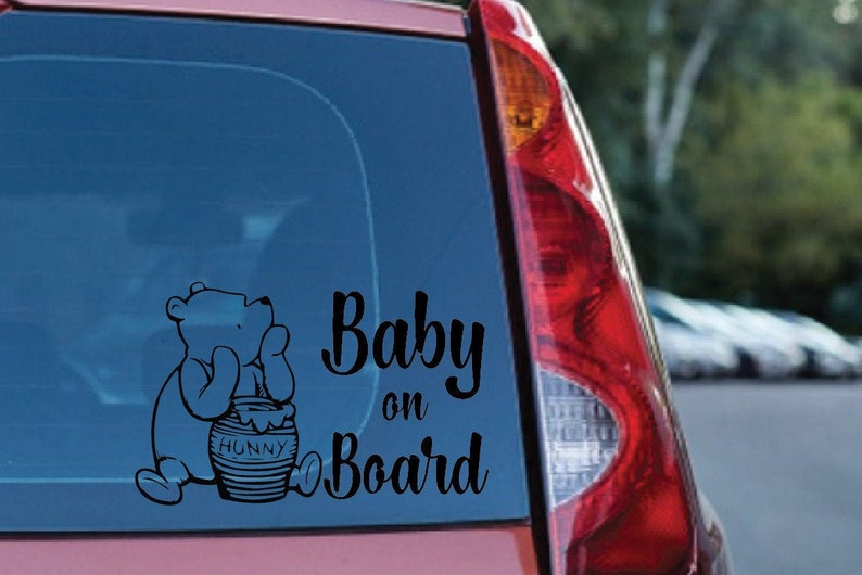 Winnie the Pooh Car Sticker Baby on Board Sticker Cute Etsy