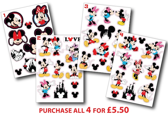 Disney Mickey & Minnie Mouse Stickers Disney Waterproof Vinyl Stickers  Sticker Sheet 