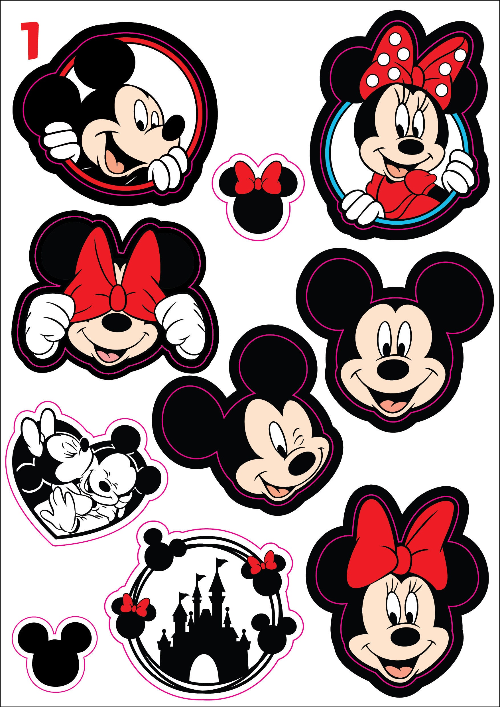 Disney Mickey & Minnie Mouse Pegatinas Disney Pegatinas de vinilo  impermeables Hoja de pegatinas -  México
