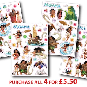 Disney Moana Stickers - Waterproof Vinyl Stickers - Sticker Sheet - Waterproof Labels - Disney Moana - Moana Labels - Moana