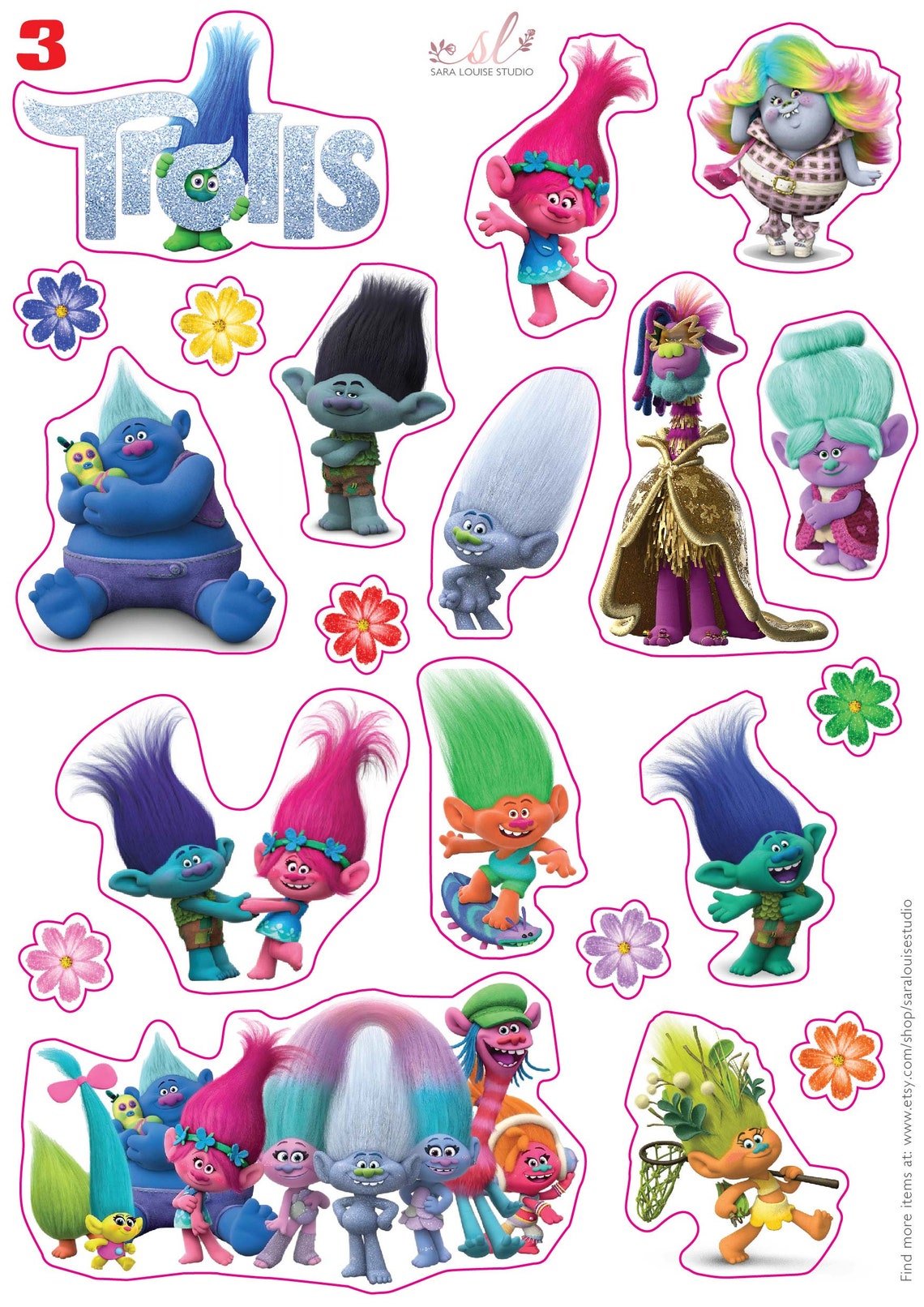 Troll Paper Labels Trolls Stickers - Disney Labels - Waterproof Vinyl Stickers - Sticker ...