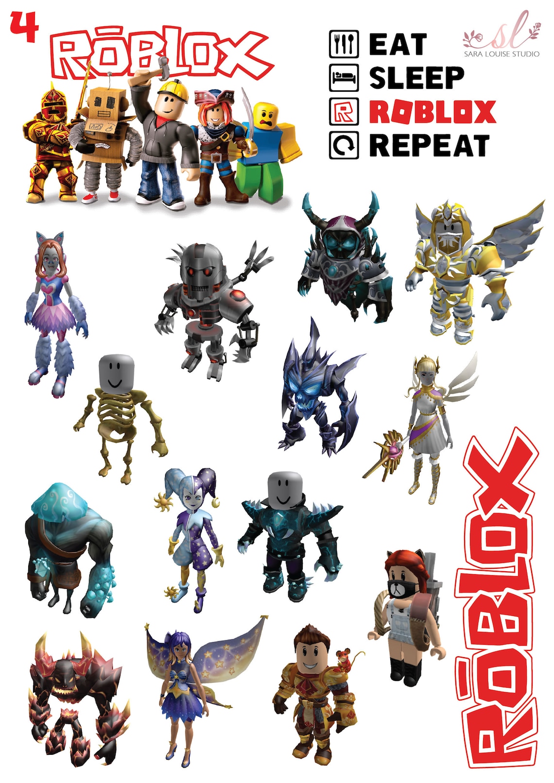 Roblox Stickers Waterproof Vinyl Stickers Sticker Sheet Etsy