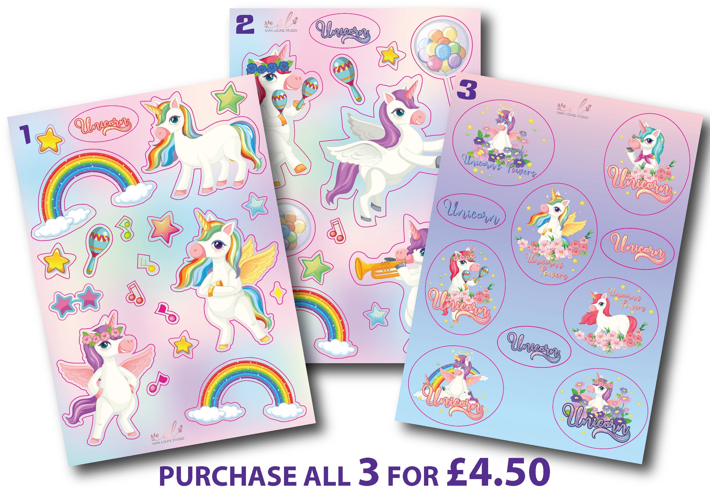 Unicorn Stickers Unicorn Labels Speelse personages in Etsy