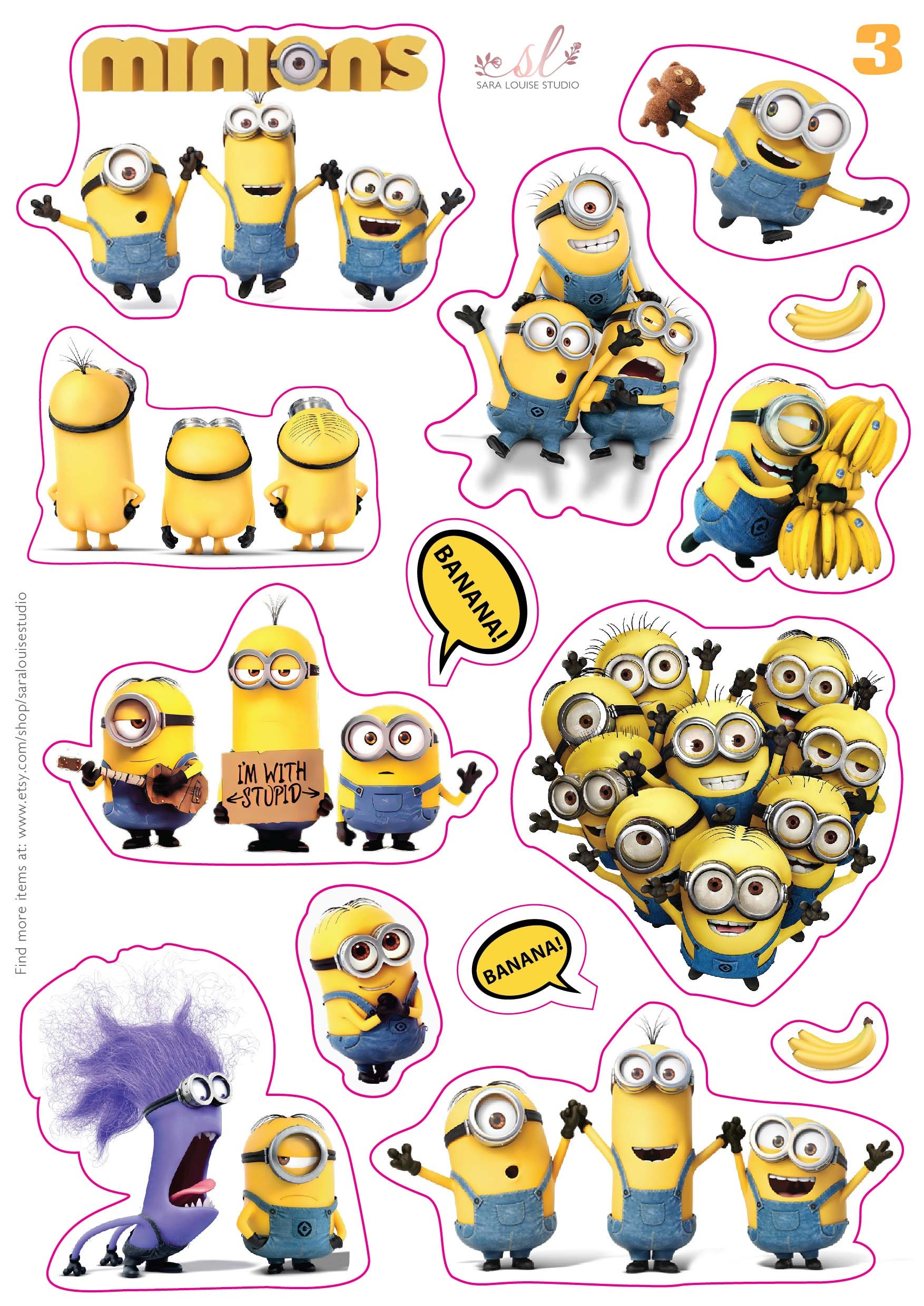 Despicable Me 11 Packs Of Minion Stickers ~ New! Unopened 4” Stickers Qty  66