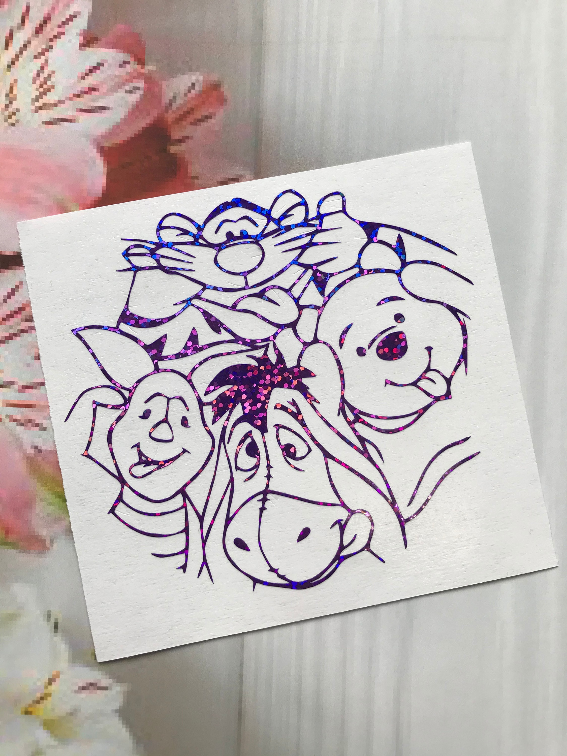 Winnie the Pooh and Friends Decal -  Vinyl Sticker - Winnie the Pooh poking his tongue out - Car Decal - Tigger - Piglet - Eeyore