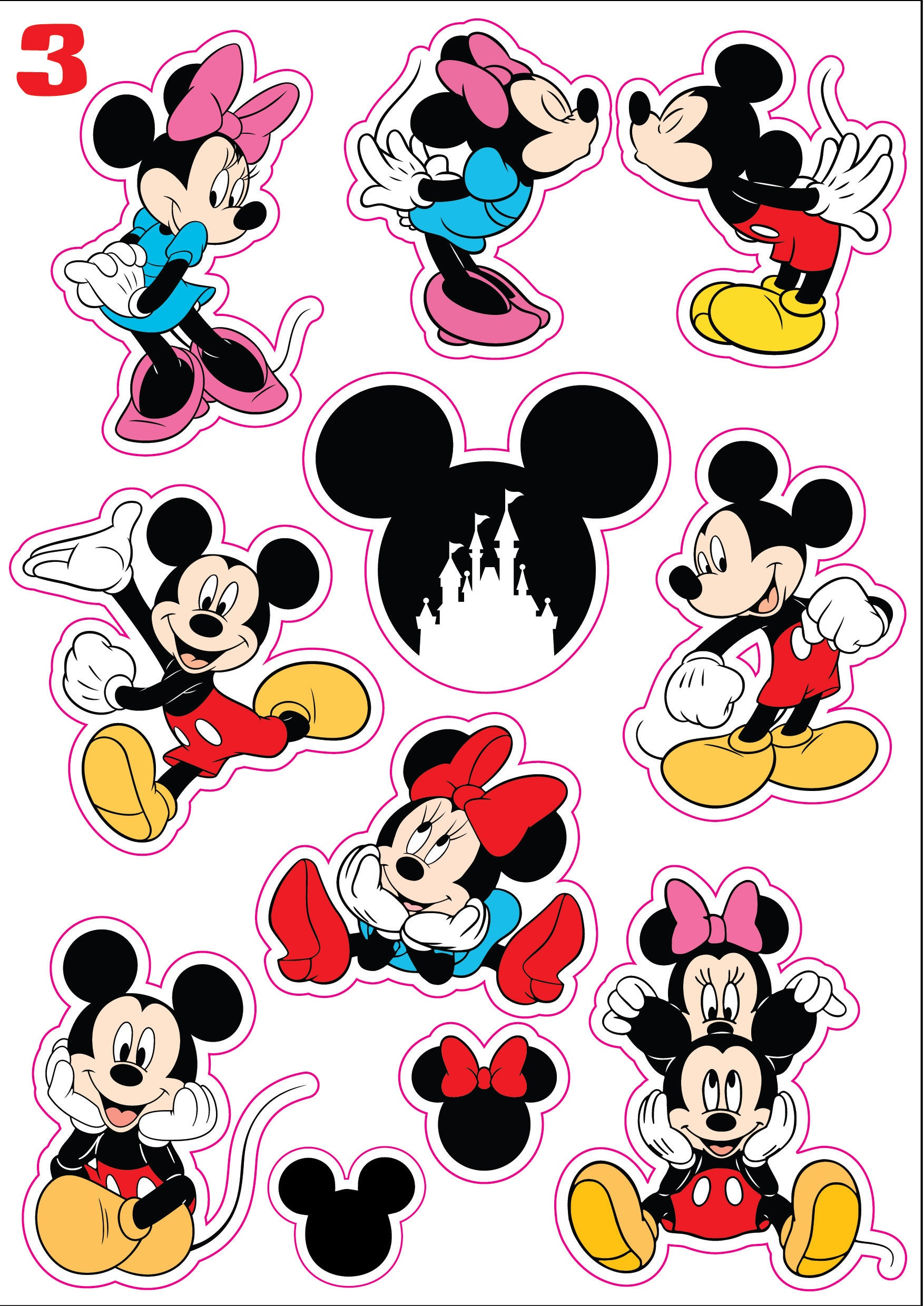 Disney Mickey & Minnie Mouse Stickers Disney Waterproof Etsy UK