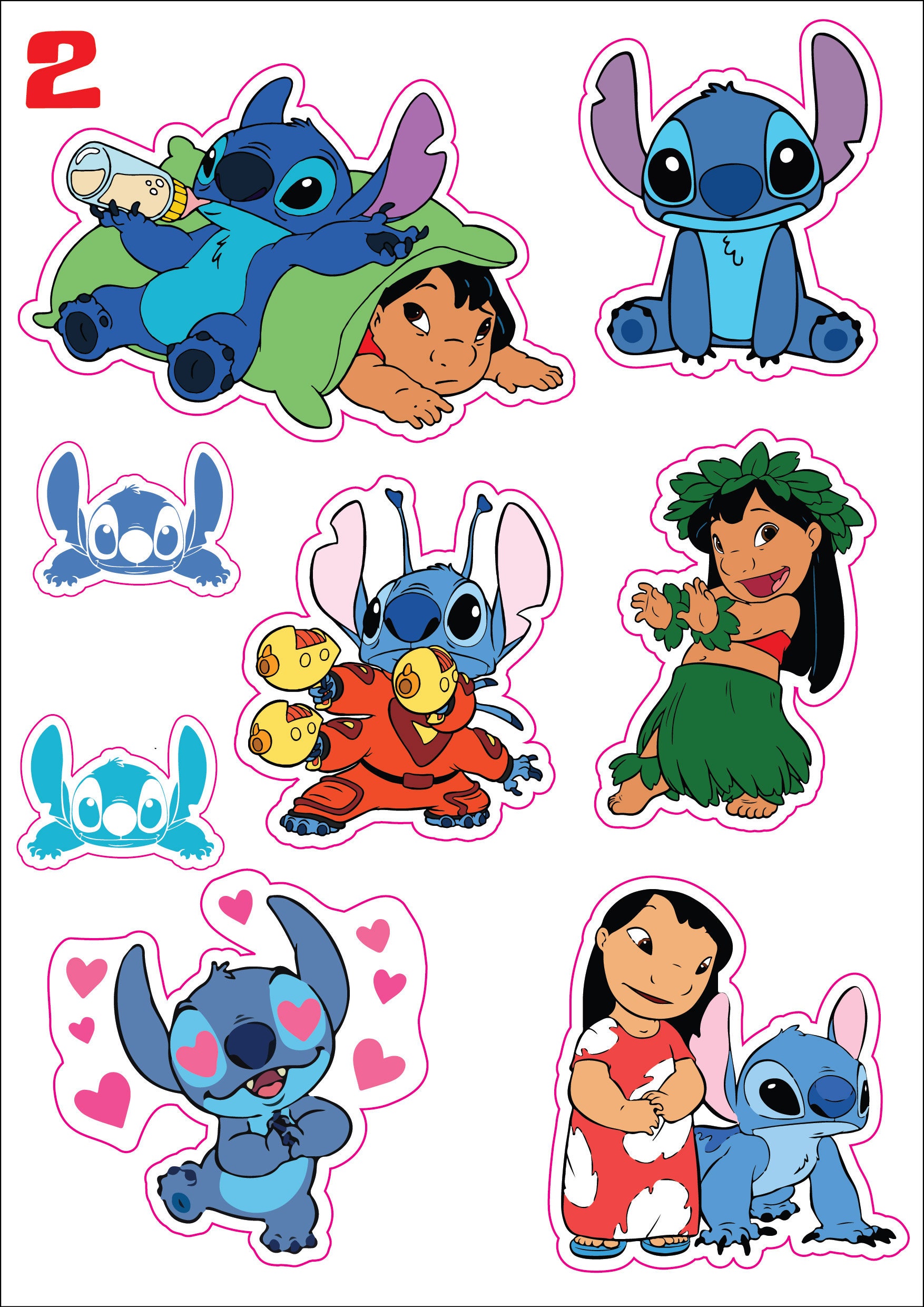 Disney Lilo and Stitch Stickers Lilo and Stitch Characters Disney Labels  Waterproof Vinyl Stickers Sticker Sheet Waterproof Labels 